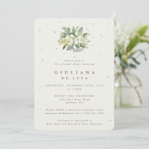 Elegant Cream Snowberry+Eucalyptus Bridal Shower Invitation