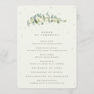 Elegant Cream Snowberry+Eucalyptus Stem Wedding Program