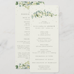 Elegant Cream Snowberry+Eucalyptus Stem Wedding Program