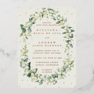 Elegant Cream Snowberry+Eucalyptus Winter Wedding