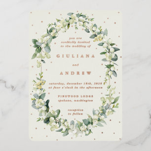 Elegant Cream Snowberry+Eucalyptus Winter Wedding