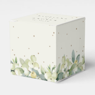 Elegant Cream Snowberry+Eucalyptus Winter Wedding Favor Box