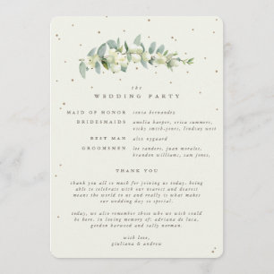 Elegant Cream Snowberry+Eucalyptus Winter Wedding Program
