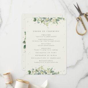 Elegant Cream Snowberry+Eucalyptus Winter Wedding Program