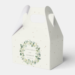 Elegant Cream Snowberry+Eucalyptus Wreath Wedding Favor Box