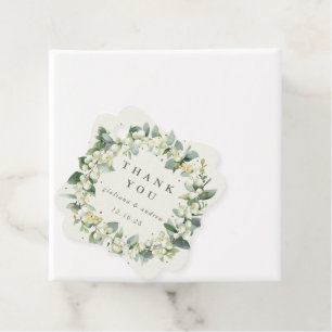 Elegant Cream Snowberry+Eucalyptus Wreath Wedding Favour Tags