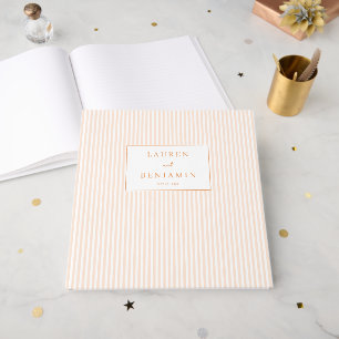 Elegant Cream Striped Label Guest Book