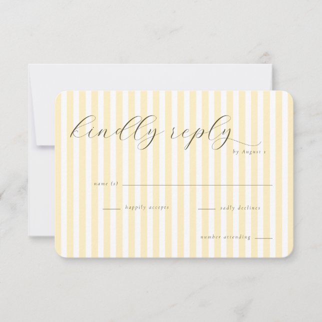 Elegant Cream Stripes RSVP Card (Front)