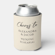 Elegant Cream Wedding Rehearsal Dinner Can Coolers