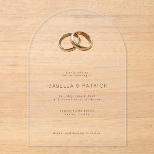 Elegant Cream Wedding Rings Acrylic Invitations