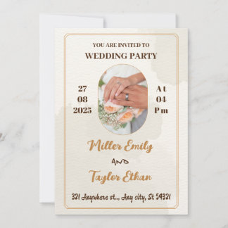Elegant cream wedding with an of the wedding ring invitation