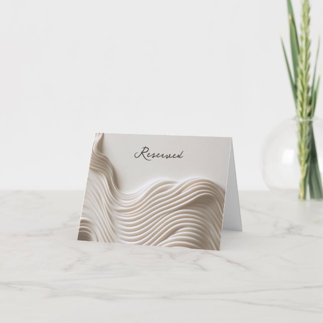 Elegant cream white wedding reserved sign invitation (Front)