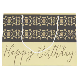 Elegant Creamy Beige With Taupe Large Gift Bag