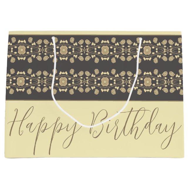Elegant Creamy Beige With Taupe Large Gift Bag (Front)