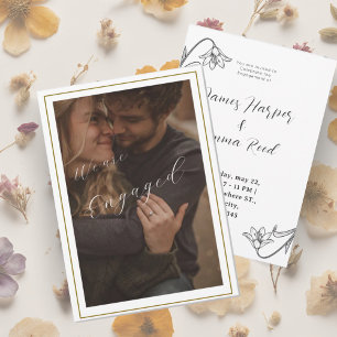 elegant creamy modern photo floral  invitation