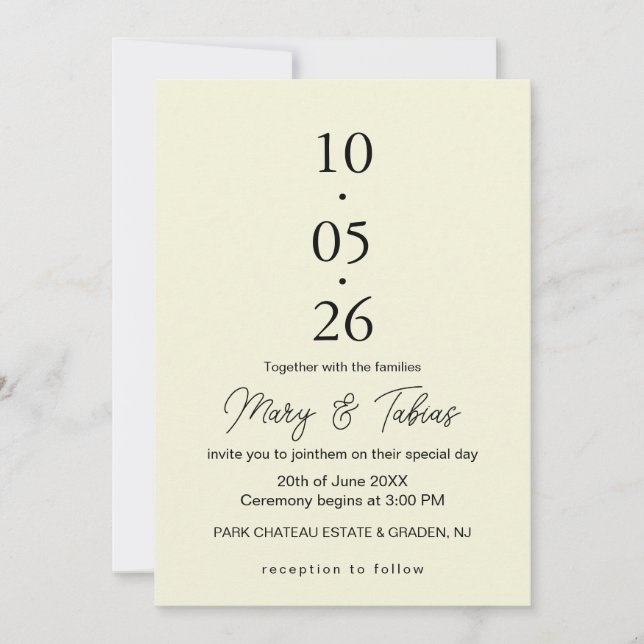 Elegant Creamy White Minimalist Wedding Invitation (Front)