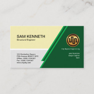 Elegant Creative Green Trapezium Slides Engineer Business Card