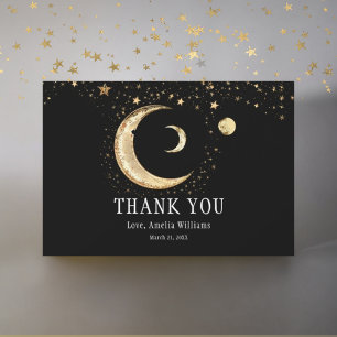 Elegant Crescent Moon Celestial Gold Thank You Card