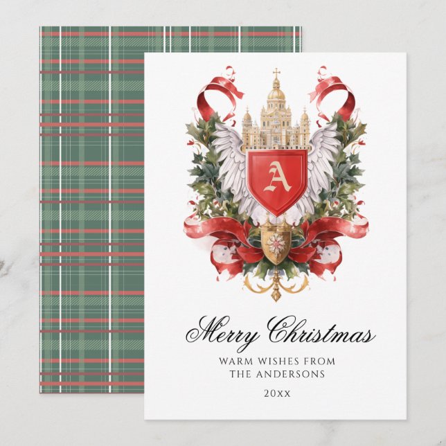 Elegant Crest Christmas Card (Front/Back)
