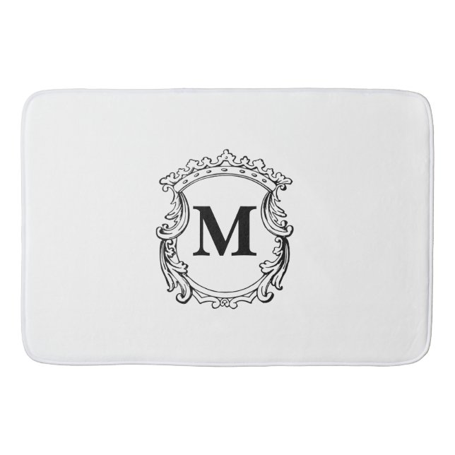 Elegant Crest Custom Monogram  Bath Mat (Front)