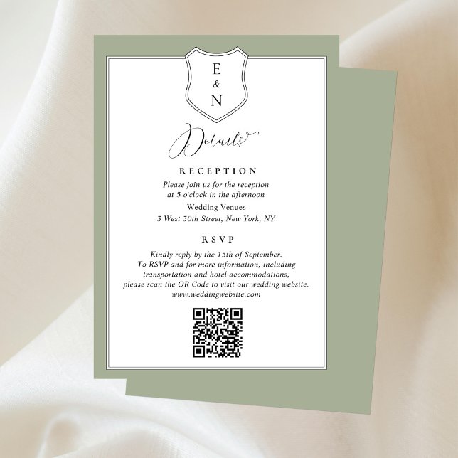 Elegant Crest Details Wedding Enclosure Card (Creator Uploaded)