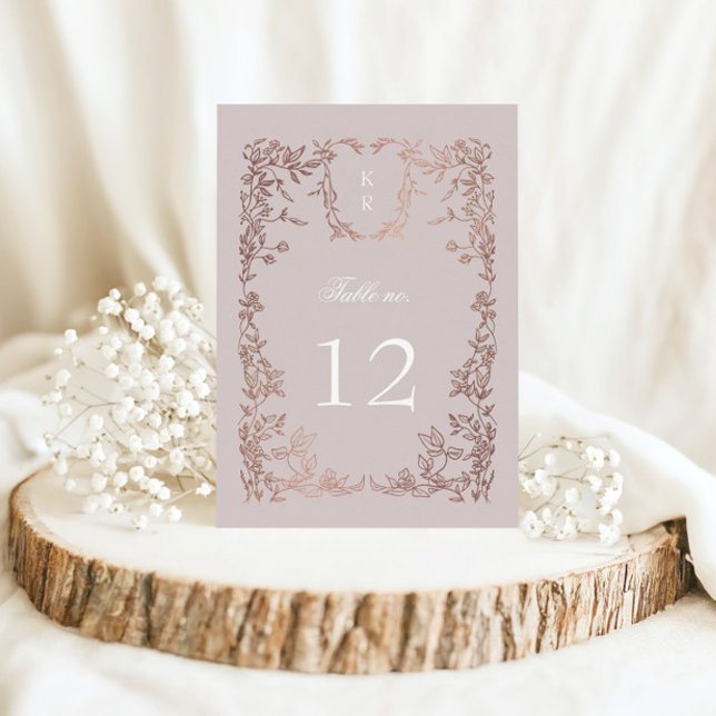 Élégant Crest Floral Mariage Numéro de table (Créateur téléchargé)