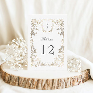 Élégant Crest Floral Mariage Numéro de table