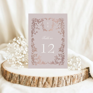Elegant Crest Floral Wedding Table Number