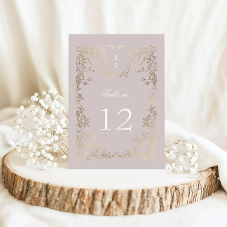 Elegant Crest Floral Wedding Table Number