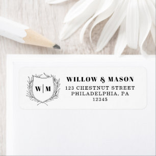 Elegant Crest Monogram Mariage Adresse de retour