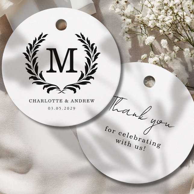 Elegant Crest Monogram Wedding Favour Tags (Elegant Crest Monogram Wedding Favor Tags)