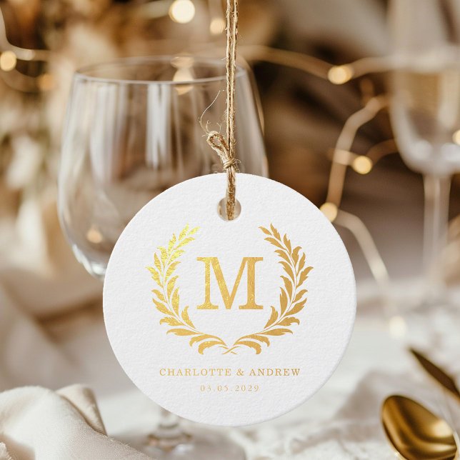 Elegant Crest Monogram Wedding Favour Tags (Elegant Crest Monogram Wedding Foil Favor Tags)