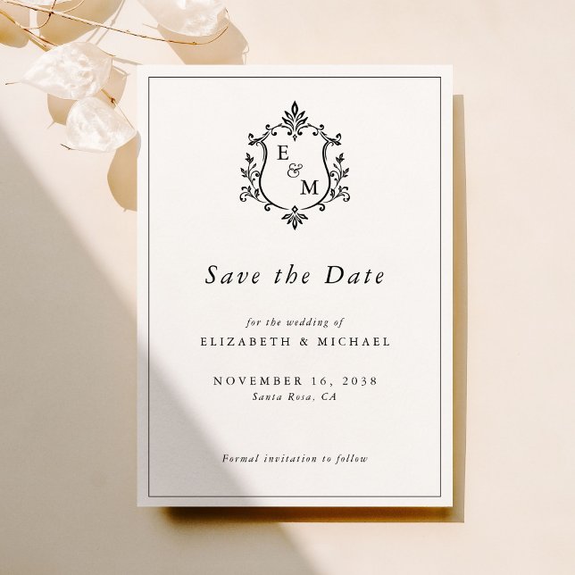 Elegant Crest Monogram Wedding Save The Date (Elegant Crest Monogram Wedding Save The Date)