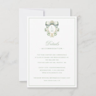 Elegant Crest w/ Green Bow Details Enclosure Card