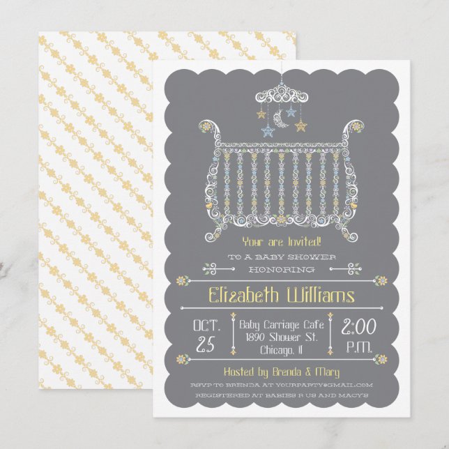 Elegant Crib — Baby Shower Invitation (Front/Back)