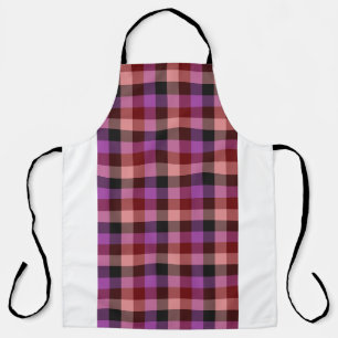 Elegant crimson and plum plaid seamless pattern  apron