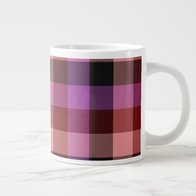 Elegant crimson and plum plaid seamless pattern  large coffee mug (Right)