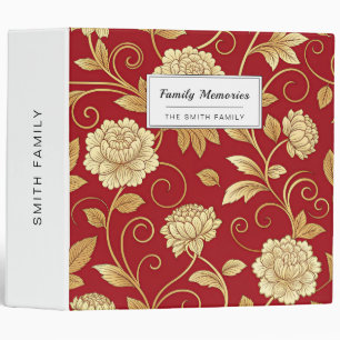 Elegant Crimson Floral Vine Pattern Binder