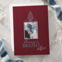 Elegant Crimson & Powder Blue Christmas Photo