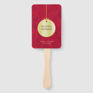 Elegant Crimson red Gold Luxury Royal Program  Hand Fan