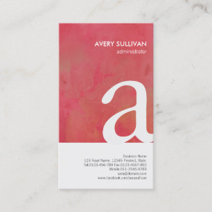 Elegant Crimson Watercolor Monogram Business Card