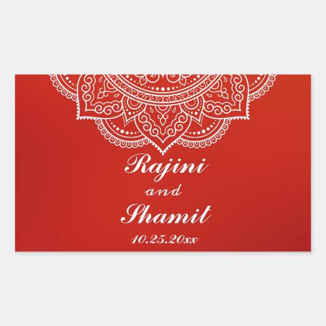 Elegant  Crimson White Indian Paisley Wedding  Sticker (Front)
