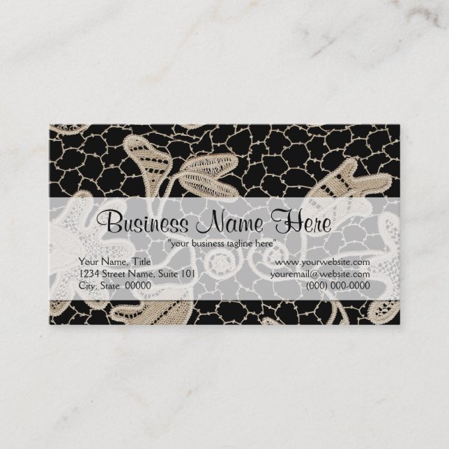 Elegant Crochet Lace-Handmade Business Card (Front)