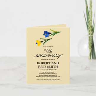 Elegant crocus flower 50th wedding anniversary  invitation