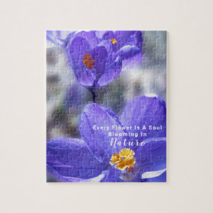 Elegant Crocus Purple Photo Quote Jigsaw Puzzle