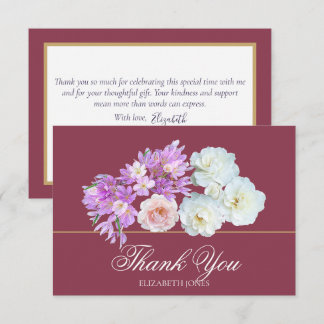 Elegant Crocus & Rose Bridal Shower Thank You Card