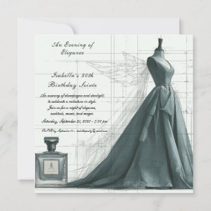 Elégant croquis de mode Invitation d'anniversaire
