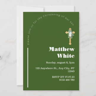 Elegant Cross Baptism Invitation | Modern Minimal