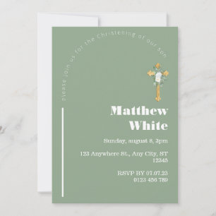 Elegant Cross Baptism Invitation   Modern Minimal