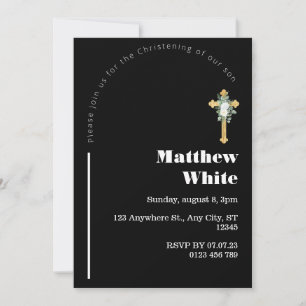 Elegant Cross Baptism Invitation   Modern Minimal
